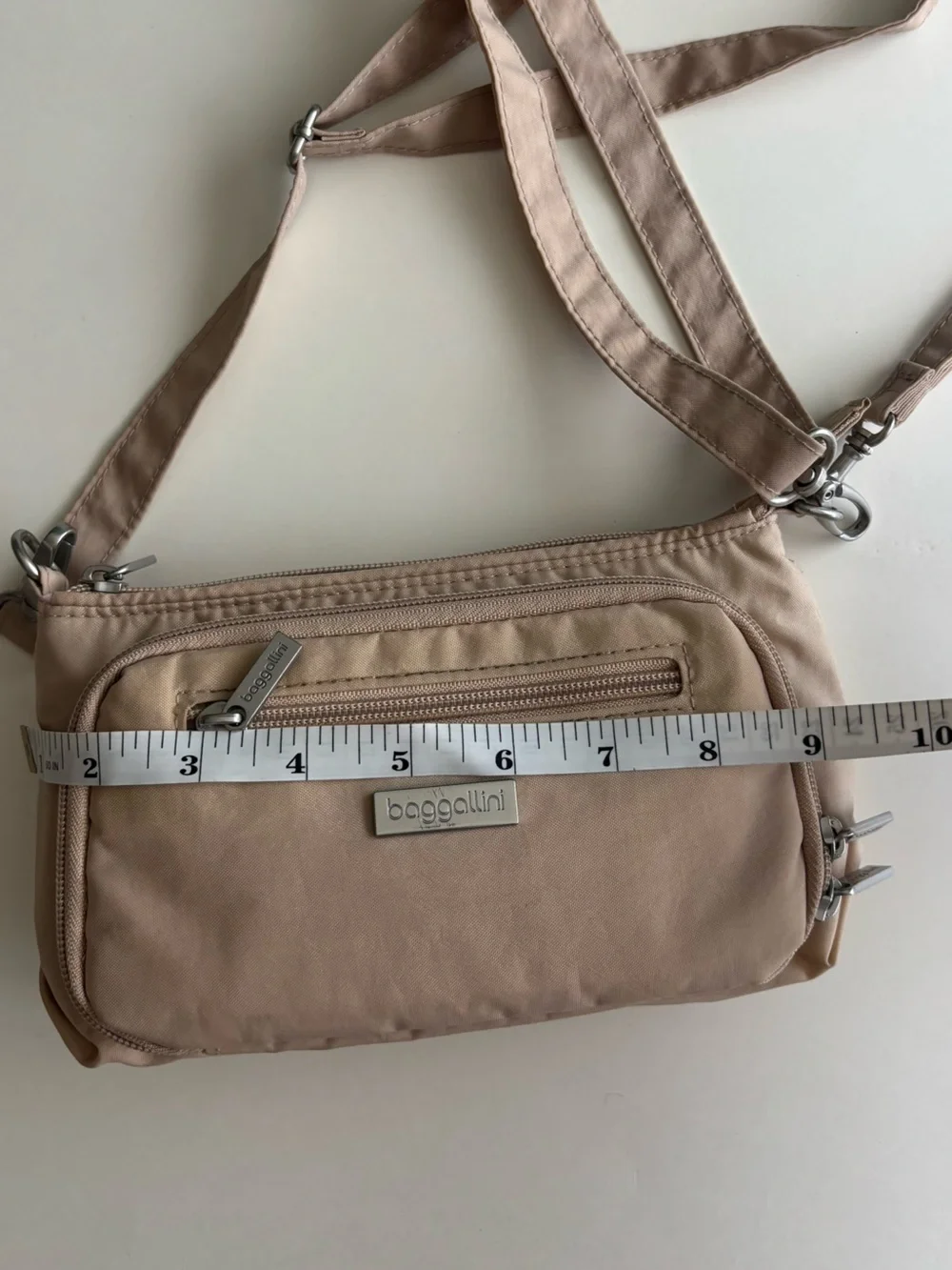 Baggallini Camel and Blush Pink Crossbody Organizer Bag